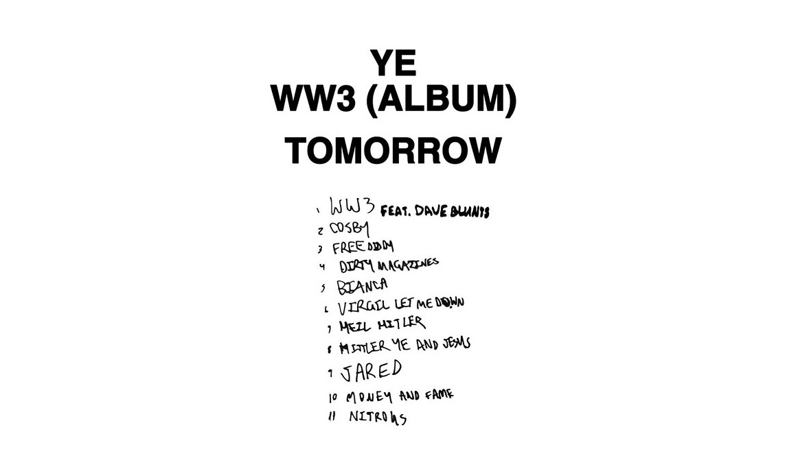 Kanye West新专辑WW3即将发布，11首曲目曝光引发关注 - 臻雅致裁服装网